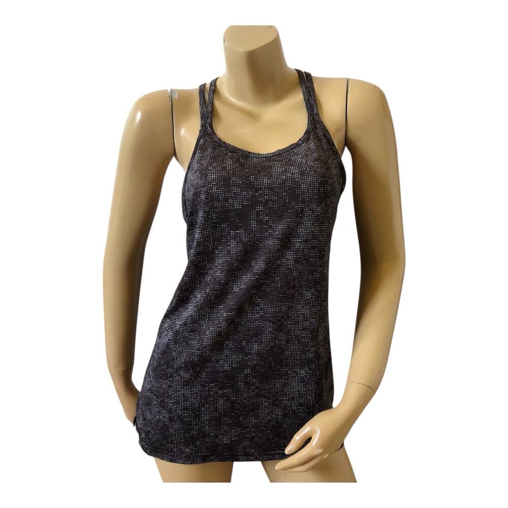 RB3 Performance Womens Athletic Tank Top Small Black Gray Dot Racerback Yoga Gym